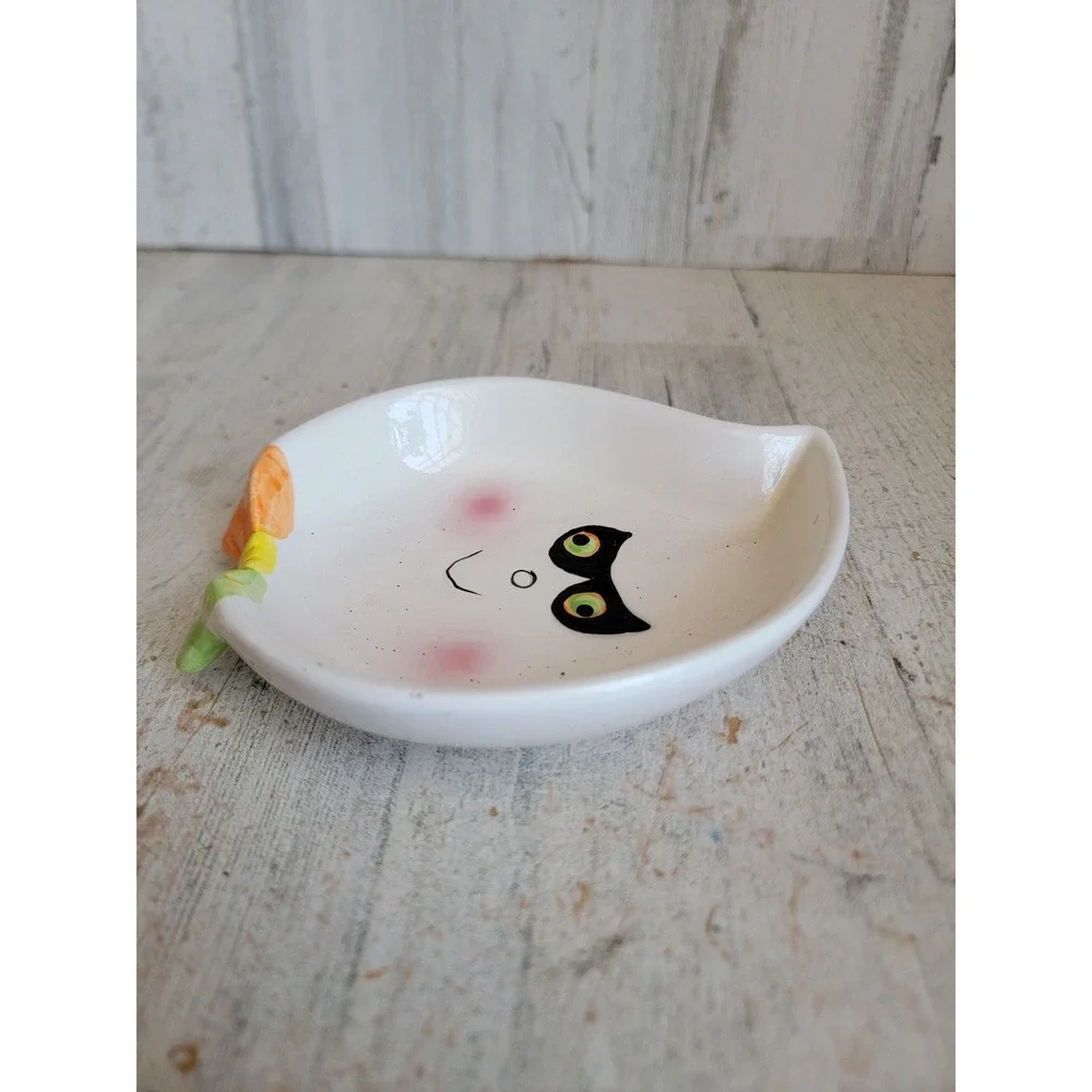 Vintage ghost face candy dish boo mask Halloween ceramic home decor